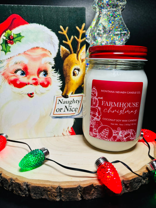 Farmhouse Christmas Mason Jar Candle