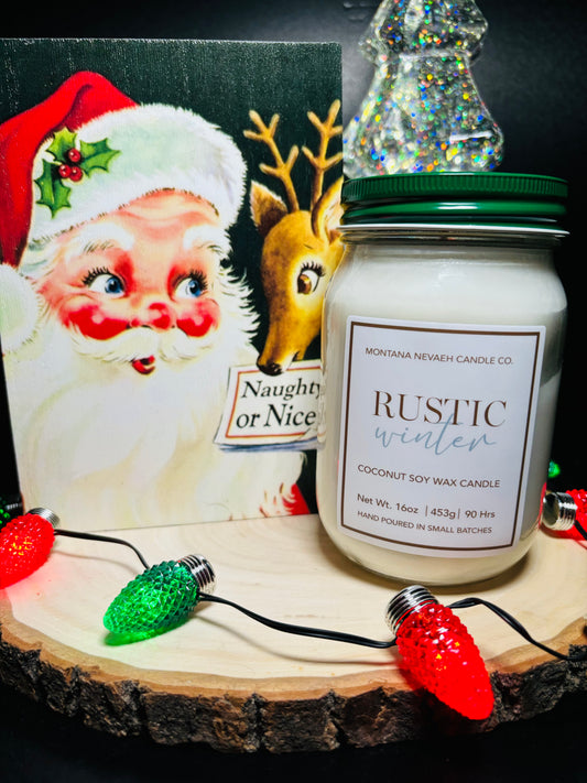 Rustic Winter Mason Jar Candle