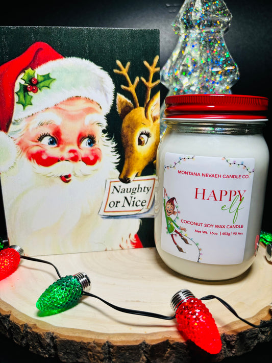 Happy Elf Mason Jar Candle