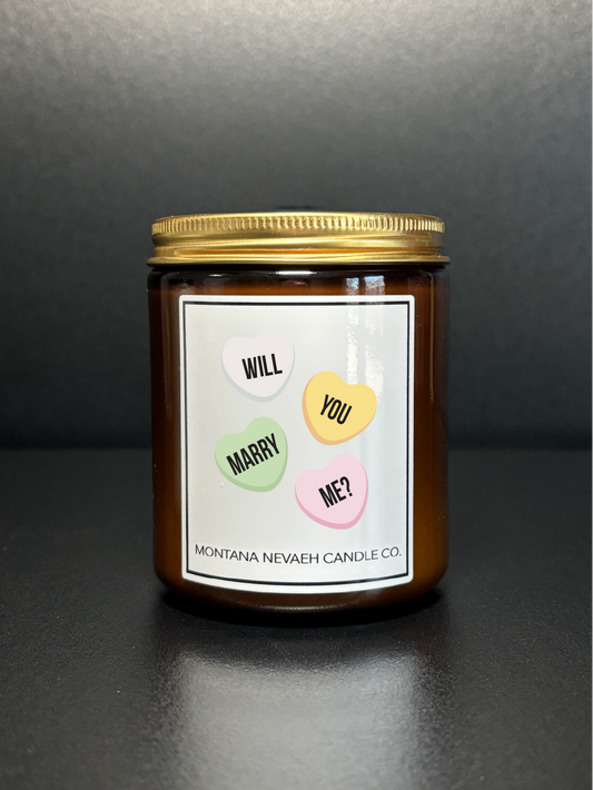 Will You Marry Me Candy Hearts Candle