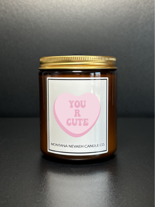 You R Cute Candy Heart Candle